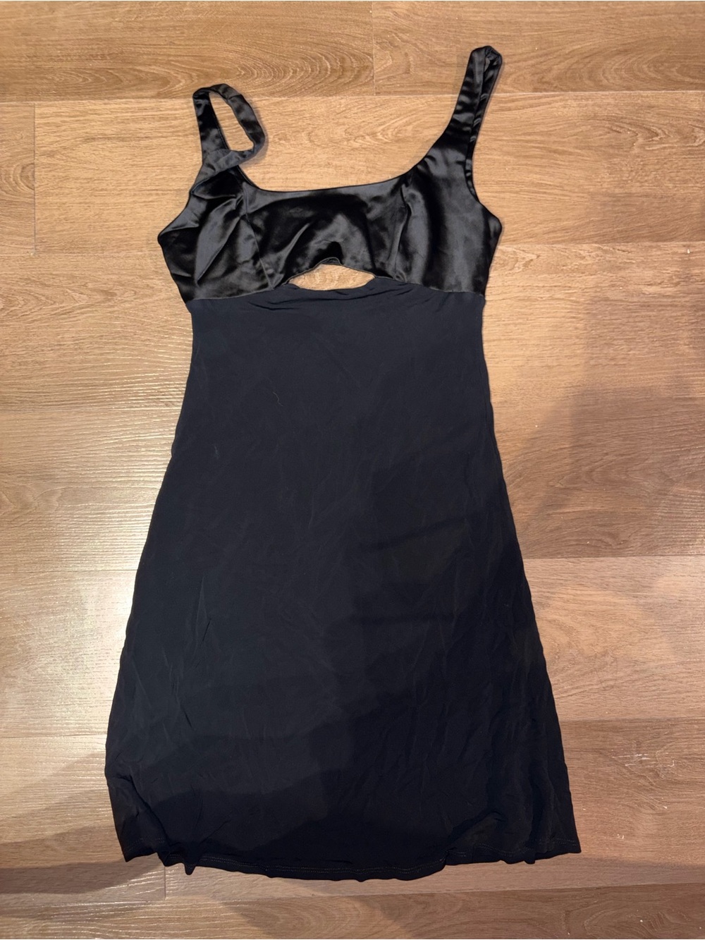 bebe Black Satin-Trim Cocktail Dress